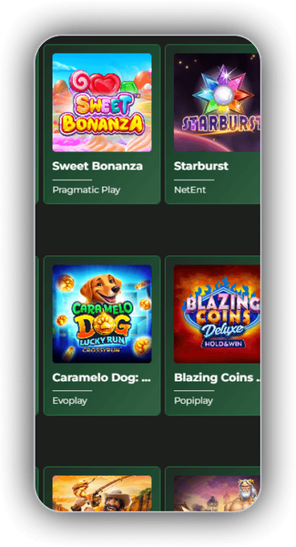 CleanWins games library on a transparent phone mockup with a dark green interface