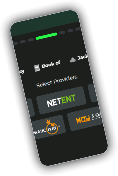 CleanWins studio provider filter on a transparent phone mockup with a dark green interface